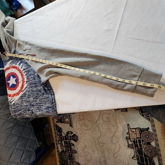 Marvel Mad Engine Captain‎ America 3-D Print Logo Gray Blue Hoodie Mens Size M - Picture 10 of 12